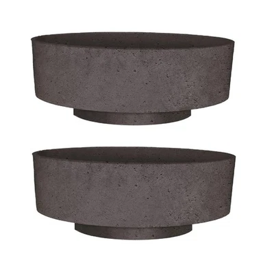 2PCS 8 inch Round Succulent Planter Pot, Faux Concrete, Plastic, Drain Plug - Image 1 of 4