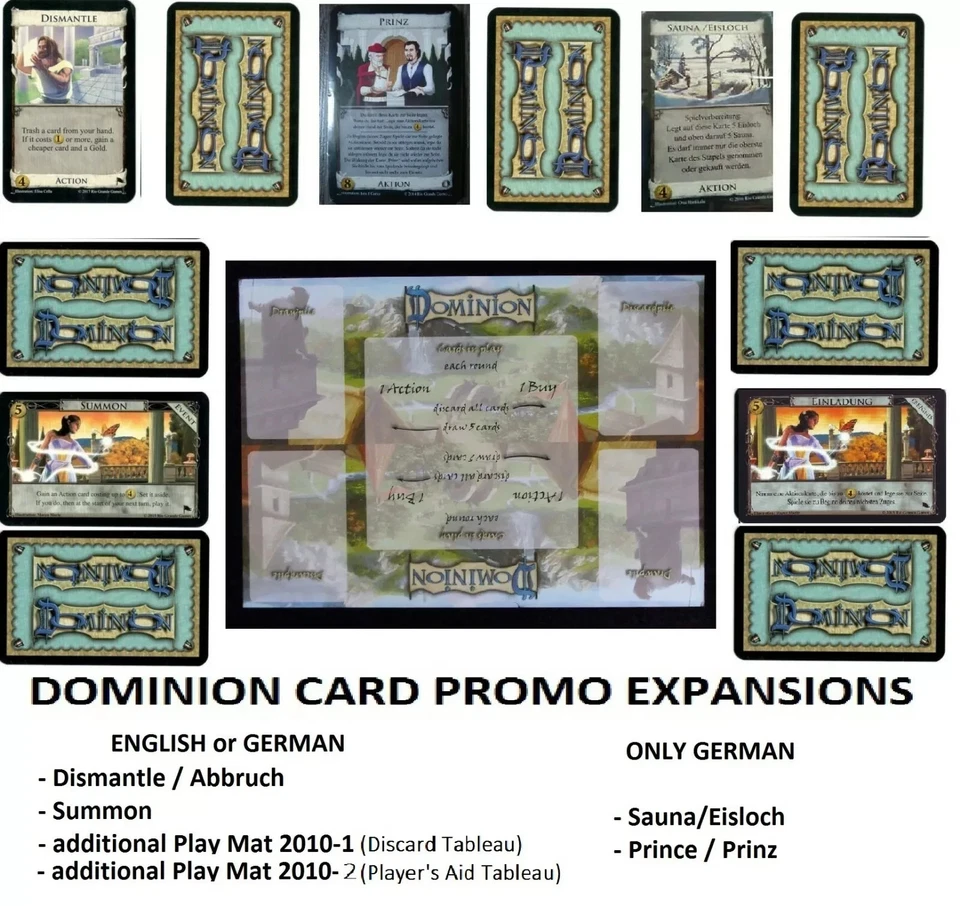 Jogo de tabuleiro Dominion promocional EXPANSÃO Desmontar Sauna Invocação Príncipe PlayMat - Imagem 1 de 1