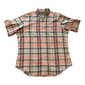 Ralph Lauren Shirt Mens Large Button Up Short Sleeve Pink Blue - Picture 1 of 8