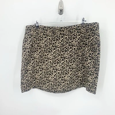 LOFT Ann Taylor Women Size 22 Plus Skirt Short Mini Brown Black Leopard Print - Image 1 of 4