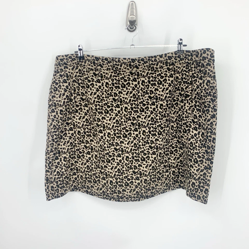 LOFT Ann Taylor Mujer Talla 22 Plus Falda Corta Mini Marrón Negro Estampado Leopardo Foto 1 de 4