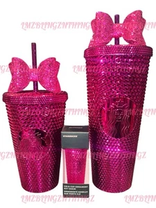 Starbucks US 2022 Pink Sangria Bling Studded 24oz/16oz & Keychain Set~RARE~BNWT - Picture 1 of 11