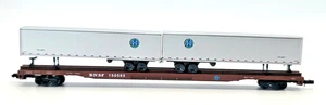 CB53: Con-Cor N Scale 89' Flatcar BNSF w/ 45' Trailers BNSF NOS - Picture 1 of 2