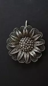 VTG SILVER YEMENITE FILIGREE PENDANT BEZALEL JERUSALEM - Bild 1 von 12