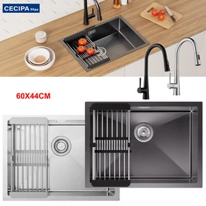 Edelstahl Einbauspüle Küchenspüle Spülbecken Sifon Spüle mit Abtropffläche 60X44 - Bild 1 von 75