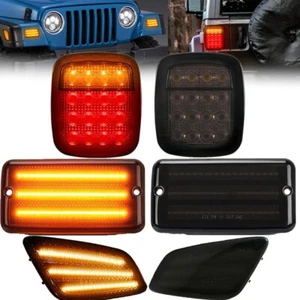 LED Tail Lights w/ For 97-06 Jeep Wrangler TJ Turn Signal LED Side Marker Lights - Picture 1 of 11