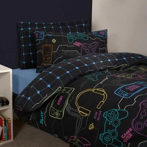 Gaming Duvet Cover Bedding Set Kids Reversible Quilt Junior Single Double Bed - Picture 1 of 8