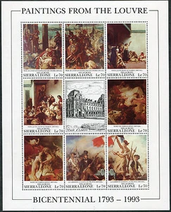 SIERRA LEONE #1615 VF Never Hinged Miniature Sheets - Paintings Louvre Delacroix - Picture 1 of 2