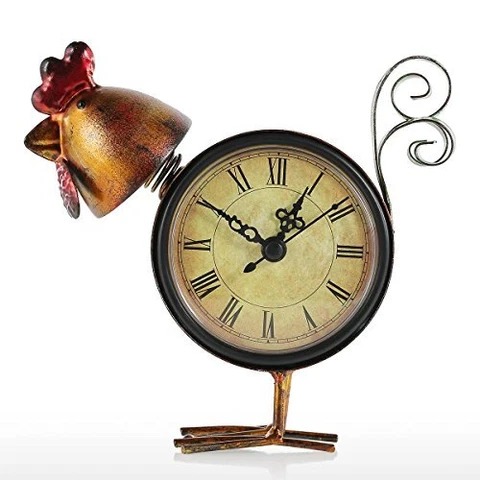 Small Desk Clock Battery Operated Handmade Vintage Decorative Shelf Clock Metal Cover