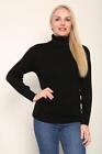 LADIES HIGH ROLL NECK KNITTED RIBBED JUMPER WOMEN'S WEAR POLO NECK SWEATER TOP