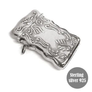 Vesta Box Pendant Art Nouvo Style Vintage Style Solid Sterling 925 collectible - Picture 1 of 4
