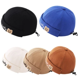 Baby Toddler Kids Cotton Docker Cap Cute Bear Brimless Beanie Hats Sailor Caps - Picture 1 of 16