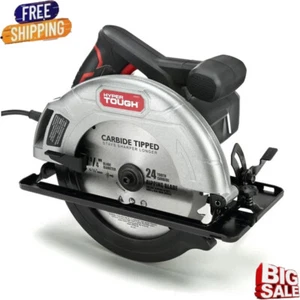 Corded 7-1/4 In Circular Saw W/ Steel Plate Shoe Adjustable Bevel Power Tools US - Picture 1 of 10