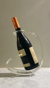 Vintage Mid Century Clear Lucite Wine Bottle Holder Barware - Picture 1 of 12