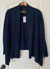  Verve Ami Women Open Front L Sleeve1X Plus Navy High Low Knit Cardigan NWT$76  
