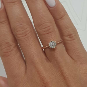 1.00 Ct Beautiful Round-Cut Moissanite Ladies Engagement Ring 14k Rose Gold Over