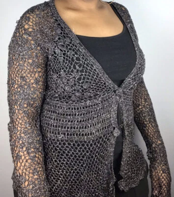 Cárdigan suéter de punto floral manga larga mediano Foto 1 de 3