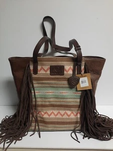 Cartera de Mano Grande ARIAT Serape, Nueva con Etiquetas Bolso Occidental de Cuero Correas de Cuero - Imagen 1 de 6