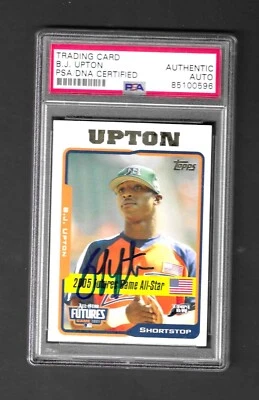 B.J. UPTON R.C. Signed 2005 Topps Baseball Card PSA DNA Certified Authentic Auto - Image 1 of 2