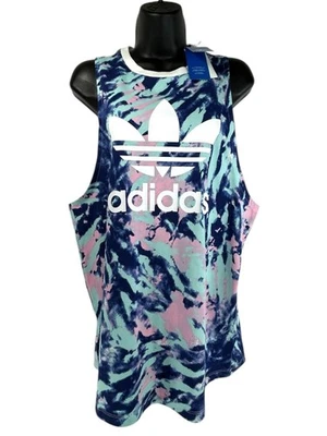 ADIDAS 领带染料肌肉背心 M 码多色白色图标标志赛车棉 — 第 1/4 张图片