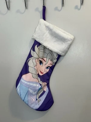 Medias de Navidad Disney Frozen Elsa con puño de felpa 16 en púrpura blanco Foto 1 de 4