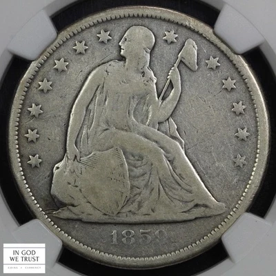 Dólar de plata O Seated Liberty 1859 $1 NGC F detalles - dañado Foto 1 de 4