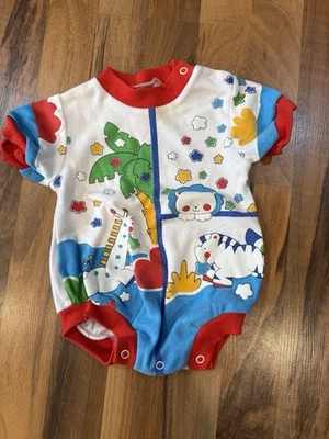 Conjunto de mameluco vintage pequeños escalones talla 0/6 meses zoológico selva safari animal Foto 1 de 4