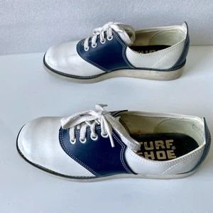 Turf Shoe VTG Saddle Navy White Oxford Shoes Women's US 8 Rockabilly 1970s Cute! - Picture 1 of 9