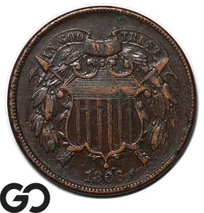 1866 Two Cent Piece - Picture 1 of 3