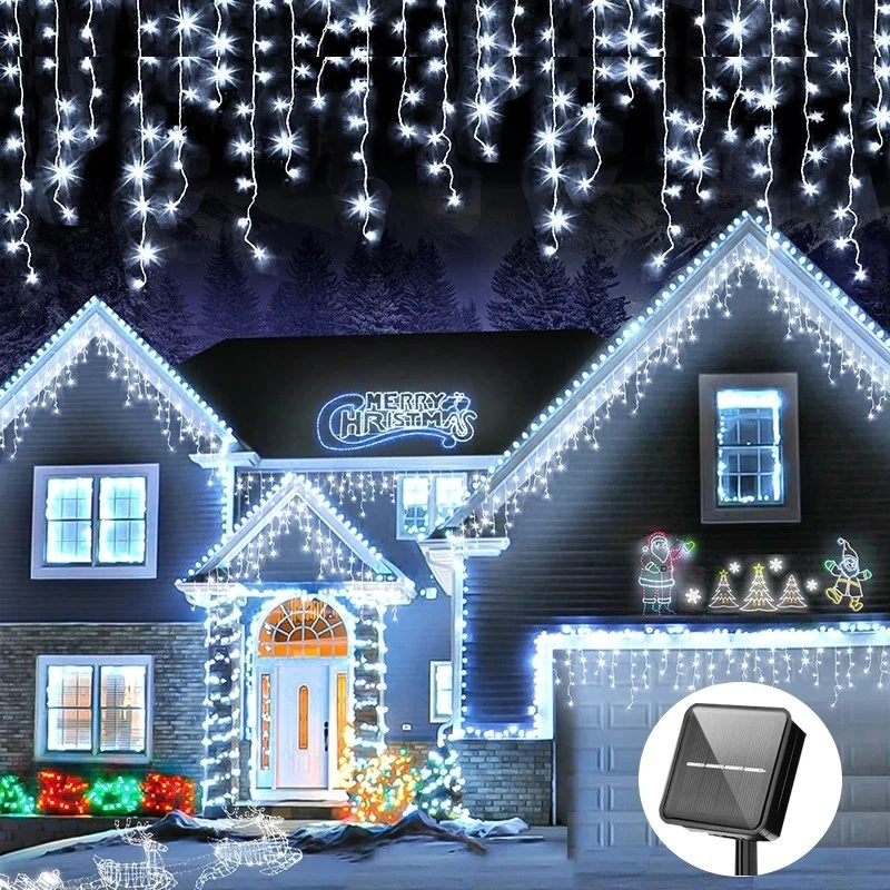 3.5/7.5M Curtain Icicle Lights Wedding Party LED Fairy Christmas Indoor Outdoor - Image 1 of 4