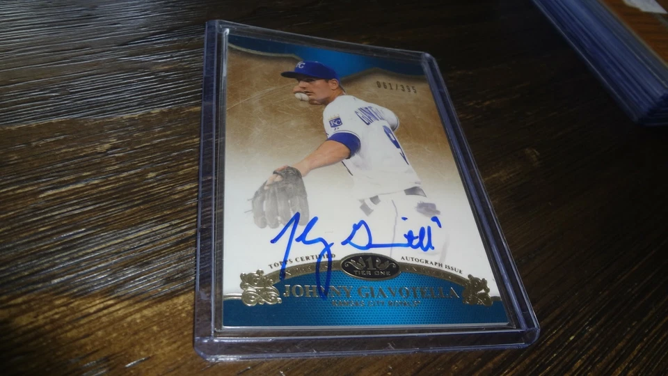 2012 TOPPS TIER ONE #61/395 JOHNNY GIAVOTELLA OR-JG AUTOGRAPHED BASEBALL CARD - Image 1 of 2