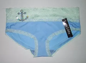 LOVE LIBBY LACE BIKINI PANTIES SIZE M MEDIUM JUNIORS BLUE - Picture 1 of 2