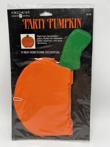 Halloween Party Pumpkin Die Cut Honeycomb 9” NOS Vintage 90s American Greetings - Picture 1 of 2