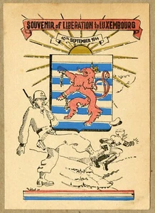 WWII 1944 Liberation of Luxembourg France Swastika Giving the Boot Postcard - Picture 1 of 2