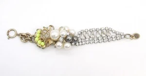 7.5" JUICY COUTURE 2-Tone Statement Bouquet/Pearl Cluster/Crystal Chain Bracelet - Picture 1 of 4