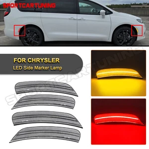 4x Clear LED Front Rear Side Marker Lights For 2017-22 Chrysler Pacifica Voyager - Picture 1 of 10