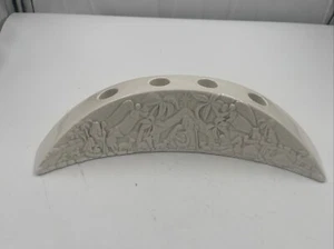Demdaco Wendy Wiinanen Natural White Ceramic Native Scene Candle Holder - Picture 1 of 4