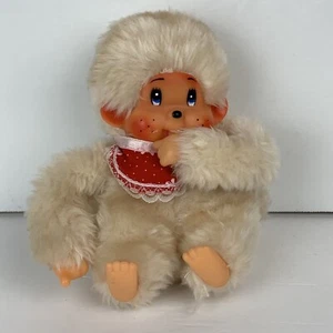 VTG Russ Thumkey Monkey Plush White Thumb Sucking Red Bib Monchhichi Stuffed - Picture 1 of 15