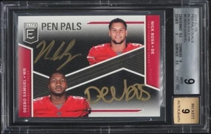 2019 Panini Donruss Elite Nick Bosa Deebo Samuel Pen Pals Black Gold Auto BGS 9 - Bild 1 von 2