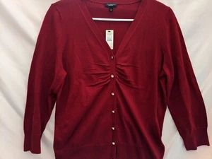 Talbots Wollmischung Strickjacke rot Knopfleiste Schmuckknöpfe Größe Large - Bild 1 von 12