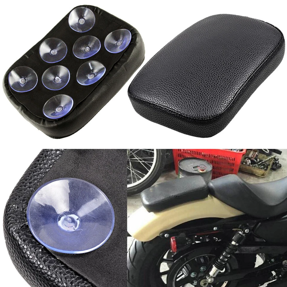Almohadilla de pasajero guardabarros trasero negro asiento 6/8 ventosa para Harley Bobber Foto 1 de 4