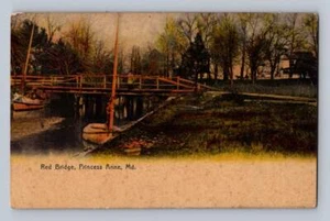 Rote Brücke PRINZESSIN ANNE Maryland antik Rotograph Postkartenabdeckung (Foxing) 1908 - Bild 1 von 2