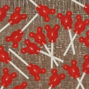 9 Red M Mouse Head Fake Lollipop Suckers for DIY, Imaginary Play, Party Decor - Picture 1 of 5