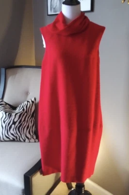 Oscar de la Renta dress sleeveless red 6 cowl neck nubby tweedy textured boucle - Image 1 of 4