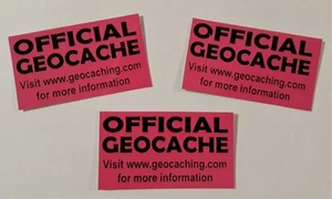 3 pegatinas de caché para geocaching estampado negro en pegatina rosa caliente - Imagen 1 de 1