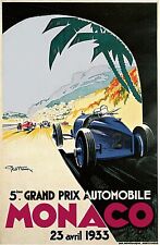 Decor MONACO Poster.Grand Prix.CAr racing. Graphic Design. Home Wall Art. 1948
