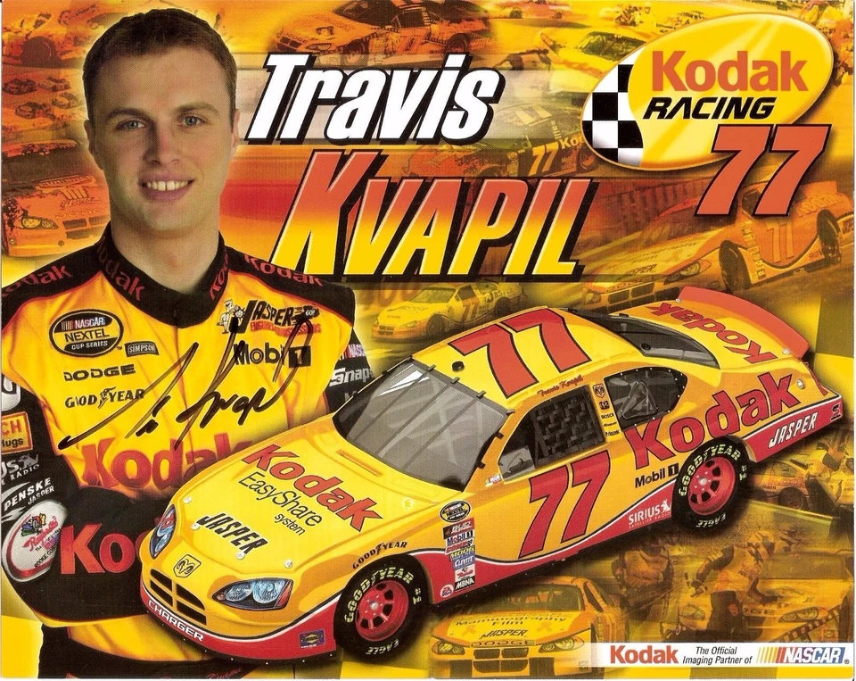 2005 TRAVIS KVAPIL signed NASCAR PHOTO CARD POSTCARD KODAK DODGE wCA vanity hero - Image 1 of 1
