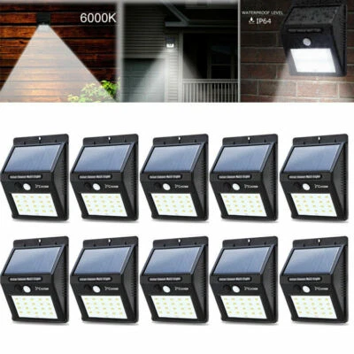 Waterproof 20 LED Solar Power PIR Motion Sensor Wall Light Outdoor Garden Lamp - Image 1 of 4