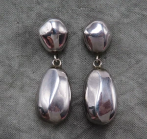 LT Vintage Sterling Silver Earrings Door Knocker Nuggets Thailand 1.5 inch 751c - Imagen 1 de 12