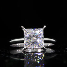 3Ct Princess Cut Moissanite Solitaire Engagement Ring 14k White Gold Plated